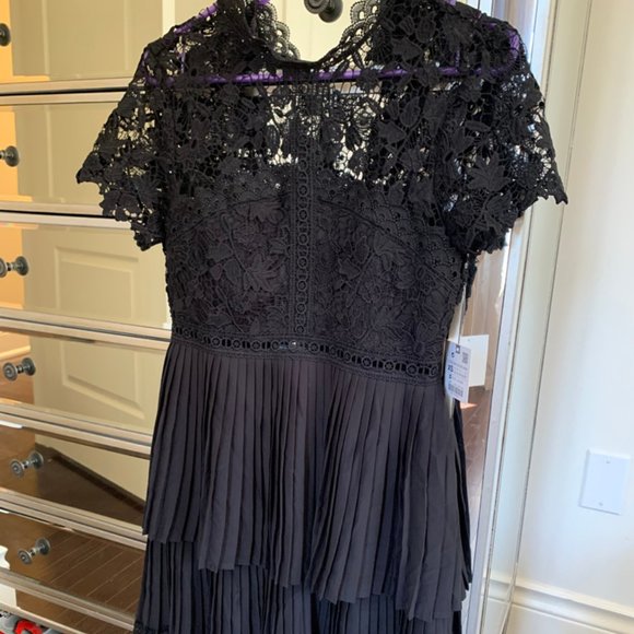 Zara Black Lace and Pleated Dress - Picture 1 of 4